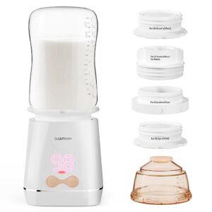 bottle warmer, portable bottle warmer for travel with 4 adapters, rechargeable fast heating baby bottle warmer with precise temperature selection for baby breastmilk, water, formula