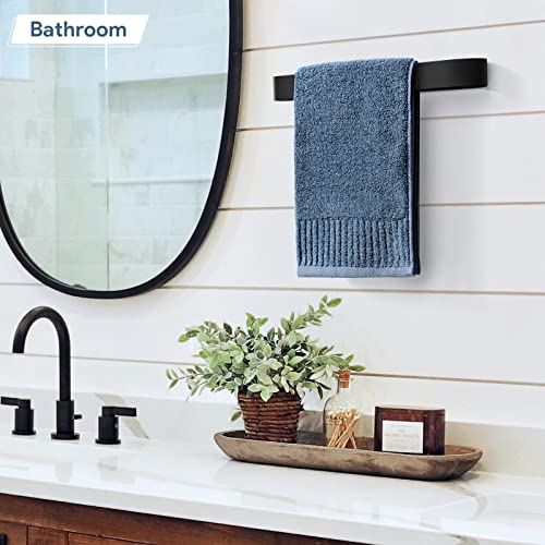 Homusthave Hand Towel Holder, 12 Inch Hand Towel Bar Self Adhesive & Screw Wall Mounted, Aluminum Hand Towel Hanger Towel Ring/Rack for Bathroom Kitchen, Matte Black