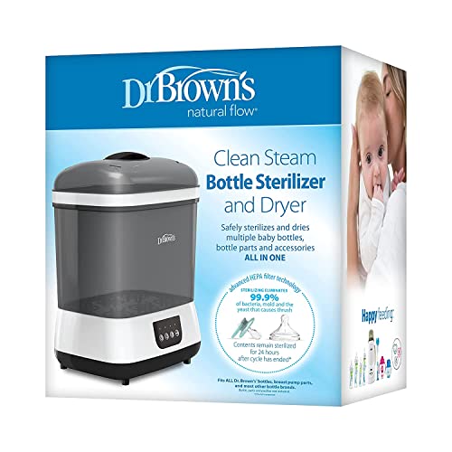 Dr. Brown's Clean Steam Baby Bottle and Pacifier Sterilizer and Dryer with Insta-Feed Bottle Warmer Combination Pack