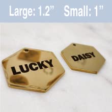 Dr. Fremont's Stainless Steel Custom Pet ID Personalized Engraved Identification Cat and Dog Tags with Custom Text, Many Shapes Including Bone, Heart, Circle (Gold Stainless Steel, Large Bone)