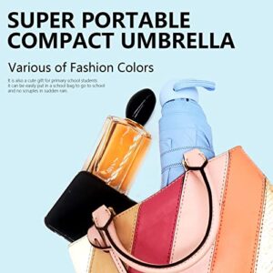 ALFROTEY Mini Folding Travel Umbrella for Rain with Anti-UV Protection Lightweight Small Compact Umbrella for Backpack and Purse Ideal Travel Umbrella for Women and Girls (Light Blue, S)