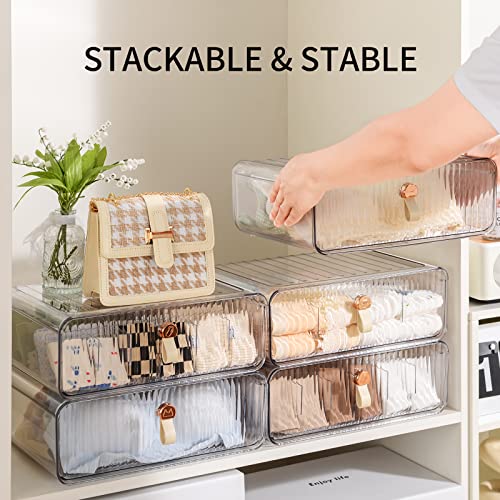 Socks Underwear Drawer Organzier Dividers, 16 Cell Stackable Closet Organzier, Drawer Organzier for Clothing, Plastic Underwear Organziers and Storage for Baby Clothes, Socks, Bra, Ties, Belts