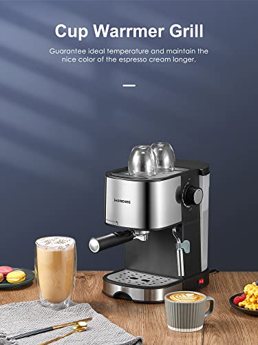 Ihomekee Espresso Machine 15 Bar Pump Pressure, Espresso and Cappuccino Coffee Maker with Milk Frother/Steam Wand for Latte, Mocha, Cappuccino, Silver - CM6826T