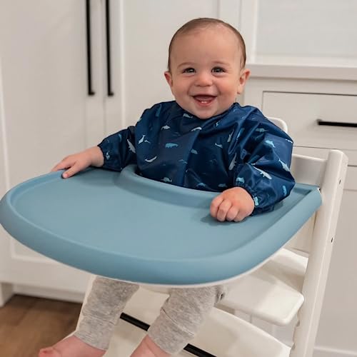 Full Cover High Chair Placemat for Stokke Tripp Trapp Baby High Chair, Silicone Placemats, High Chair Tray Finger Foods Placemat for Boys and Girls, Babies, Toddlers (Light Gray)