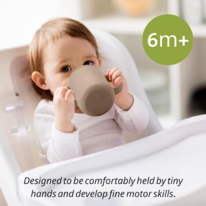 Mintlyfe Baby Sippy Cup, Silicone Trainer Cup Toddler for Boys and Girls, Unbreakable, Spill Proof and Two Handle Learner Cup Sippy Cup for Toddlers, 4oz (Natural)