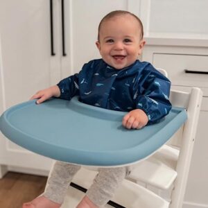 Full Cover High Chair Placemat for Stokke Tripp Trapp Baby High Chair, Silicone Placemats, High Chair Tray Finger Foods Placemat for Boys and Girls, Babies, Toddlers (Sage)