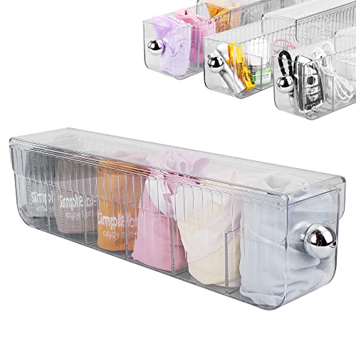 MTZRFLL Underwear Drawer Organizer, Wall Mount Sock Organizer for Closet, Bedroom, Dresser, Office, Kitchen, Dustproof Plastic Wall Storage Box (1Pack, Clear)