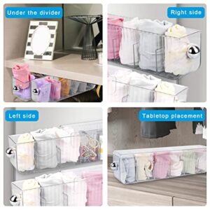 MTZRFLL Underwear Drawer Organizer, Wall Mount Sock Organizer for Closet, Bedroom, Dresser, Office, Kitchen, Dustproof Plastic Wall Storage Box (1Pack, Clear)