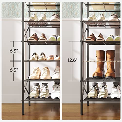 YATINEY 8 Tier Shoe Rack, Shoe Storage Organizer, Holds 32 Pairs of Shoes, Durable and Stable, for Entryway, Hallway, Closet, Dorm Room, Rustic Brown SS08BR