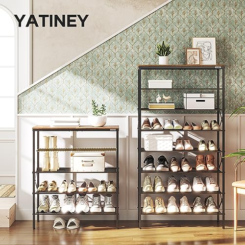 YATINEY 8 Tier Shoe Rack, Shoe Storage Organizer, Holds 32 Pairs of Shoes, Durable and Stable, for Entryway, Hallway, Closet, Dorm Room, Rustic Brown SS08BR