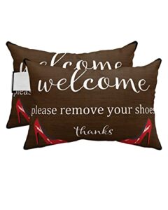 hilariousm vintage high heels shoes outdoor pillows for chaise lounge chair, brown red waterproof lumbar head support pillow with adjustable elastic band for pool patio furniture decorative