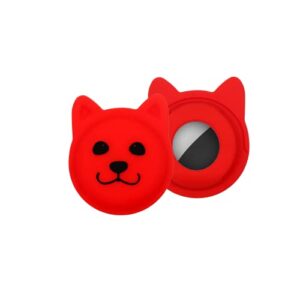airtag dog collar holder,protective airtag case for dog collar,air tag protective dog airtag cat collar,ultra-durable silicone airtags gps tracking accessories,airtag pet (1 pack(red))
