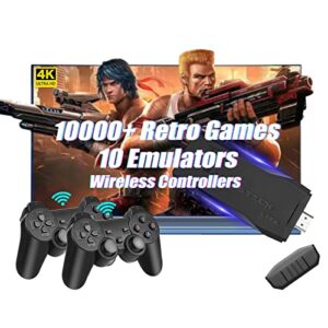 heavenbird wireless retro game console, hd classic games stick built in 10 emulators with 10000+ games and dual 2.4g wireless controllers, 4k hdmi output video games for tv, gift for adults & kids