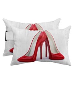hilariousm red high heels modern outdoor pillows for chaise lounge chair, rustic wood waterproof lumbar head support pillow with adjustable elastic band for pool patio furniture decorative