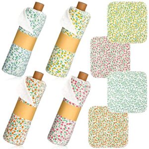 tanlade 100 pcs reusable paper towels washable roll paperless paper towels dish washable roll reusable toilet cloth washable cotton towels with cardboard roll for paperless dishcloths replace (flower)