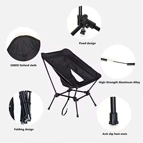 Ovyuzhen Portable Camping Chair, Folding Chair Supports 330lbs with Side Pockets Lightweight Heavy Duty for Outdoor Fishing Picnic Beach Hiking Backpacking Travel