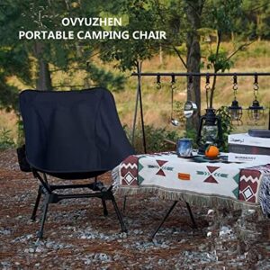 Ovyuzhen Portable Camping Chair, Folding Chair Supports 330lbs with Side Pockets Lightweight Heavy Duty for Outdoor Fishing Picnic Beach Hiking Backpacking Travel