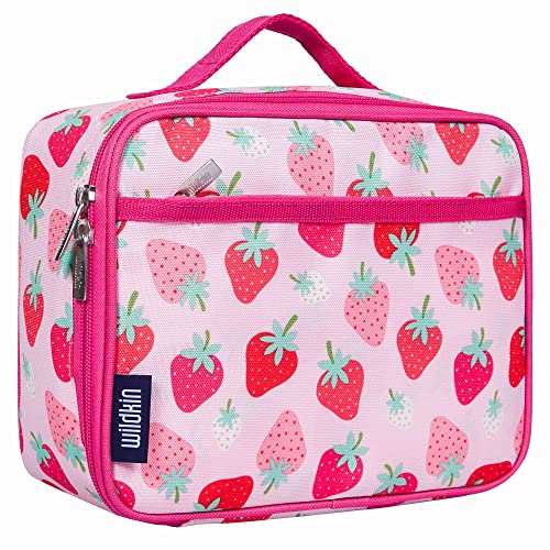 Wildkin Kids Insulated Lunch Box Bag for Boys & Girls, Reusable Kids Lunch Box is Perfect for Elementary, Ideal Size for Packing Hot or Cold Snacks for School & Travel Bento Bags (Strawberry Patch)