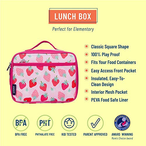 Wildkin Kids Insulated Lunch Box Bag for Boys & Girls, Reusable Kids Lunch Box is Perfect for Elementary, Ideal Size for Packing Hot or Cold Snacks for School & Travel Bento Bags (Strawberry Patch)