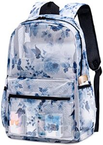 camtop mesh backpack for girls kids semi-transparent see through sturdy bookbag casual daypack for school beach swim work gym