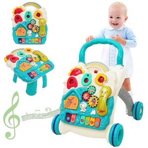 sit-to-stand learning walker 3 in1 baby walker early education activity center with lights sounds music phone multifunctional removable play panel educational push toy gift for boys girls
