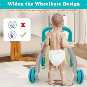 Sit-to-Stand Learning Walker 3 in1 Baby Walker Early Education Activity Center with Lights Sounds Music Phone Multifunctional Removable Play Panel Educational Push Toy Gift for Boys Girls
