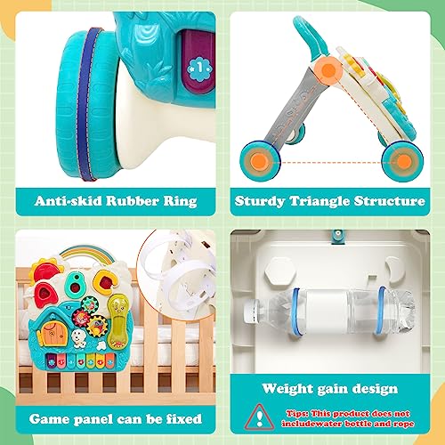 Sit-to-Stand Learning Walker 3 in1 Baby Walker Early Education Activity Center with Lights Sounds Music Phone Multifunctional Removable Play Panel Educational Push Toy Gift for Boys Girls