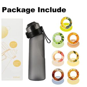 Katelyn Water Bottle with Flavor Pods,Fruit Fragrance Water Bottle,Scent Water Cup,Sports Water Cup Suitable for Outdoor Sports (D.650ML(Black)+7 Pods)