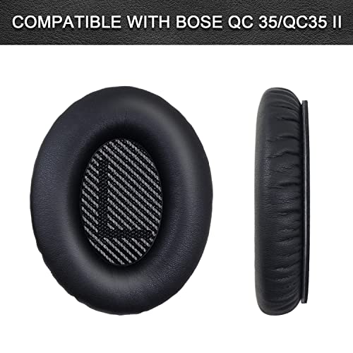 Replacement Ear Pads for Bose QuietComfort 35/Quiet Comfort 35 II (QC 35/qc35 ii), Headphone Ear Covers, High Density Memory Cotton, Soft Leather, Adaptive Noise Isolation Headphones Pads Cushions