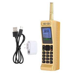 ariarly retro brick shape mobile phone, w2 unlocked big button cellphone 2g retro bluetooth cell phone 1.77in screen 4800mah power bank support four card four standby (gold)