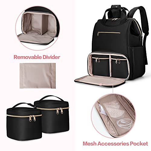 Fasrom Wearable Breast Pump Bag Backpack with Cooler and Pump Tote Bag, Compatible with Willow, Elvie, Momcozy Hands Free Pumps and Medela Pump in Style, Black (Patent Design)