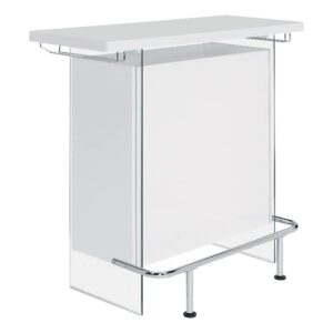 pemberly row 47.25" w contemporary wood bar unit in gloss white/clear
