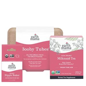 earth mama breastfeeding kit | organic nipple butter, organic milkmaid tea & booby tubes