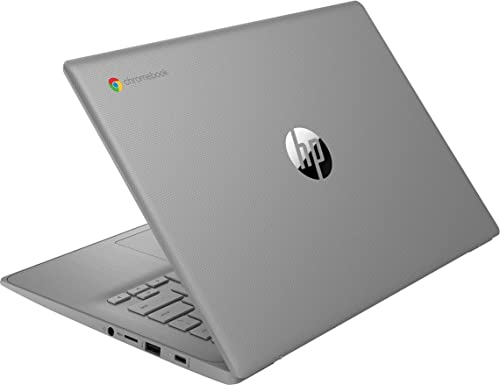 HP 2023 est Chromebook Laptop Student Business,14'' HD Display,Quad-Core Intel Celeron N4120 Processor,4GB RAM,64GB eMMC,720p Webcam,WiFi,Bluetooth,14+ Hrs Battery,Chrome OS+MarxsolCables Modern Gray