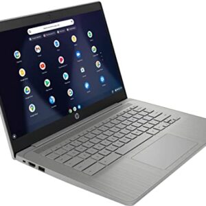 HP 2023 est Chromebook Laptop Student Business,14'' HD Display,Quad-Core Intel Celeron N4120 Processor,4GB RAM,64GB eMMC,720p Webcam,WiFi,Bluetooth,14+ Hrs Battery,Chrome OS+MarxsolCables Modern Gray
