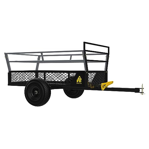 Gorilla Rugged Outdoor ATV Trailer with 1400 Pound Capacity, Removable Sides, and 3-in-1 Tailgate for Hauling Large Loads, Black