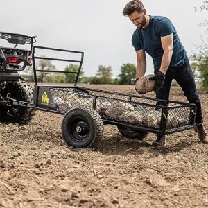 Gorilla Rugged Outdoor ATV Trailer with 1400 Pound Capacity, Removable Sides, and 3-in-1 Tailgate for Hauling Large Loads, Black