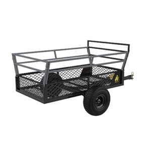 Gorilla Rugged Outdoor ATV Trailer with 1400 Pound Capacity, Removable Sides, and 3-in-1 Tailgate for Hauling Large Loads, Black