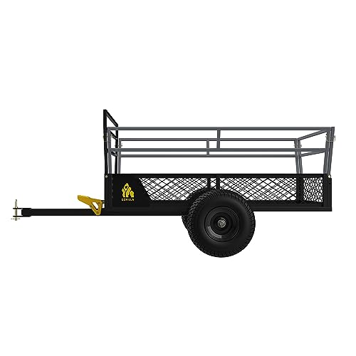 Gorilla Rugged Outdoor ATV Trailer with 1400 Pound Capacity, Removable Sides, and 3-in-1 Tailgate for Hauling Large Loads, Black