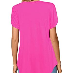 Afibi Womens Summer V Neck Loose Dressy Shirts Petal Short Sleeve Tunic Tops (XXX-Large, Coral)