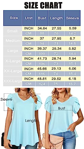 Afibi Womens Summer V Neck Loose Dressy Shirts Petal Short Sleeve Tunic Tops (XXX-Large, Coral)