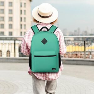 YAMTION School Backpack for Teens,Green Bookbag Classic Backpack with USB Port for High School College Students