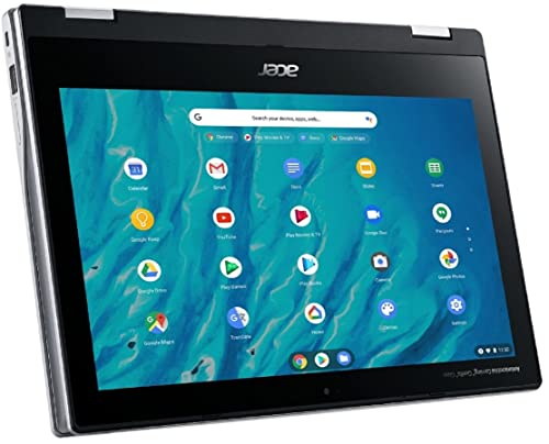 Acer 2023 Newest X360 Chromebook Spin 2-in-1 Convertible Laptop Student Business,8-Core MediaTek MT8183C Processor,11.6‘ HD Touch IPS,4GB RAM,64GB eMMC,WiFi 5,Chrome OS+MarXSolCables,Pure Silver