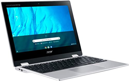 Acer 2023 Newest X360 Chromebook Spin 2-in-1 Convertible Laptop Student Business,8-Core MediaTek MT8183C Processor,11.6‘ HD Touch IPS,4GB RAM,64GB eMMC,WiFi 5,Chrome OS+MarXSolCables,Pure Silver