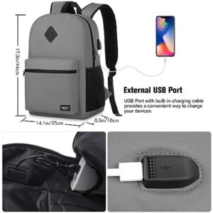 School Backpack,Unisex Classic Bookbag Teens Schoolbag with USB Port for High School College Office Work Travel