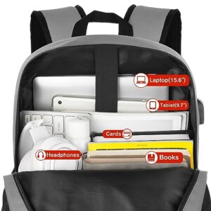 School Backpack,Unisex Classic Bookbag Teens Schoolbag with USB Port for High School College Office Work Travel