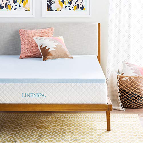 Linenspa 2 Inch Memory Foam Mattress Topper, Gel Infused King Mattress Topper, CertiPUR-US Certified & 2 Inch Memory Foam Mattress Topper, Gel Infused Queen Mattress Topper, CertiPUR-US Certified