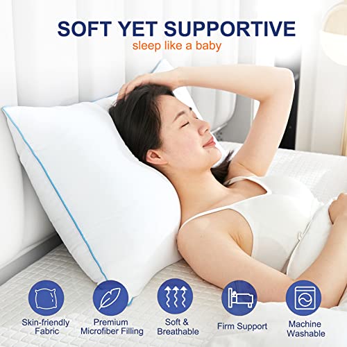 Flanhorest Bed Pillows for Sleeping - Pillows Standard Size Set of 2 Cooling Luxury Hotel Quality Pillow with Premium Plush Soft Down Alternative Fill for Side Back or Stomach Sleepers