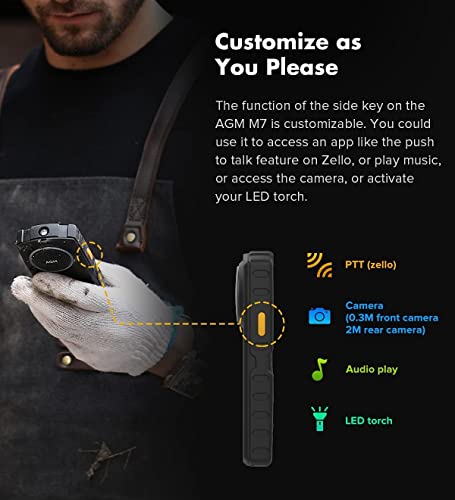 AGM M7 4G Rugged Phone, Large Button Cell Phones for Seniors, Waterproof/Drop-Proof, 2500mAh Battery, Powerful Speaker, 2.4'' Touchscreen, Dual SIM Cards, Facebook/Whatsapp/TikTok, 1GB+8GB