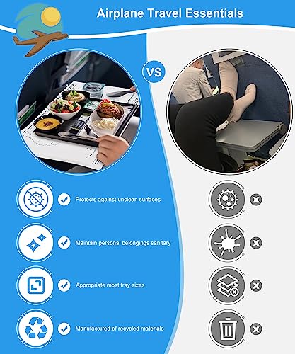 Airplane Travel Essentials Tray Table Cover, 10 Pack Disposable Placemats Provide Safe Fresh Table Surface, Travel Accessories Must Haves for Kids Baby, Toddlers, Women